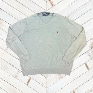 Ralph Lauren Men's Light Gray V-Neck Sweater